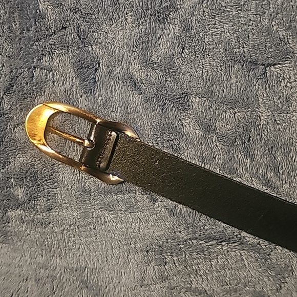 New, Dolce & Gabbana Belt, Made in Italy, Black Leather, Brass Metal Buckle, 36\
